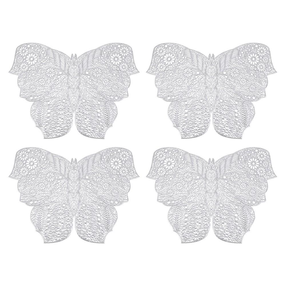 

Beautifully Crafted Butterfly Design Placemat Set Perfect for Table Settings white