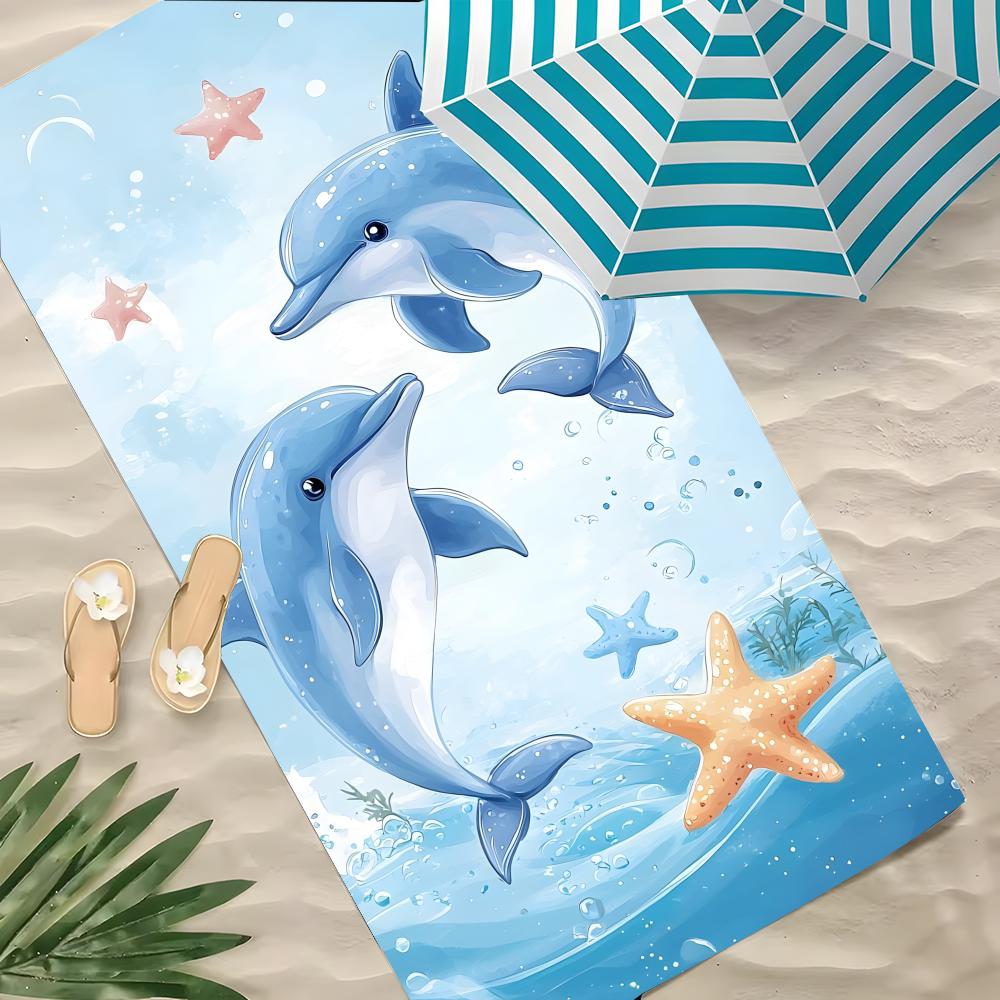 D-Dolphin Towel Polyester Beach Towel Quick Dry Sand Free Bath Towel For Summer Pool Travel Vacation