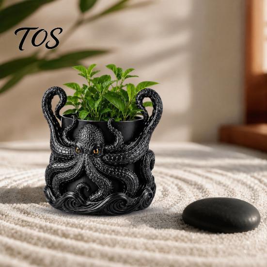 Decorative Flowerpot for Garden 3D Printed Octopus Planter with Tray, Creative Succulents Flower Pot, Weather-Resistant Weatherproof Plant Decoration