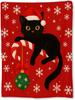 Christmas Black Cat Blanket, Soft Lightweight Flannel Cute Holiday Cats Throw Blanket for Couch, Bed, Travel & Home Decor Gifts