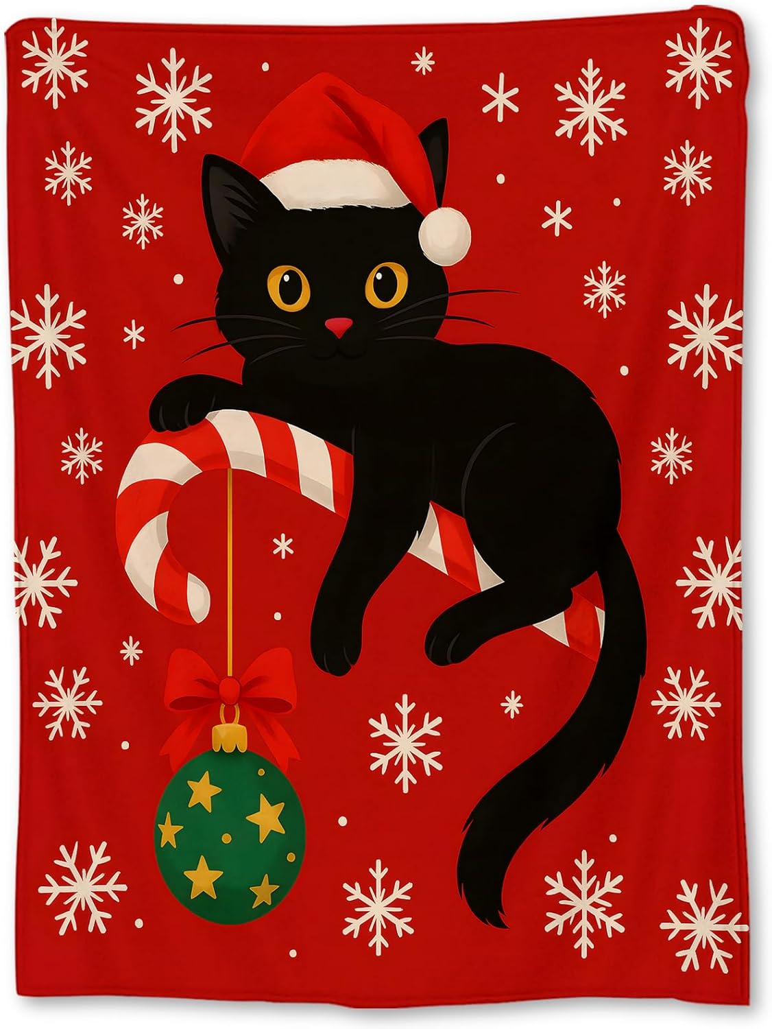 

Christmas Black Cat Blanket, Soft Lightweight Flannel Cute Holiday Cats Throw Blanket for Couch, Bed, Travel & Home Decor Gifts 75x90cm
