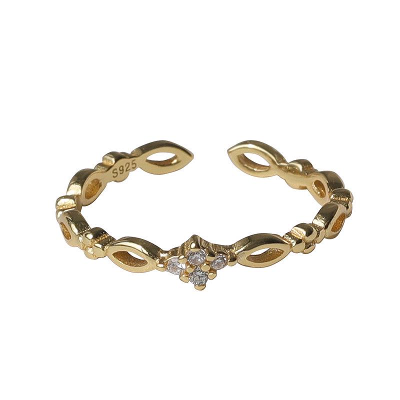 925 Silver-Plated Adjustable Women's Fashion Ring with Light Luxury Design