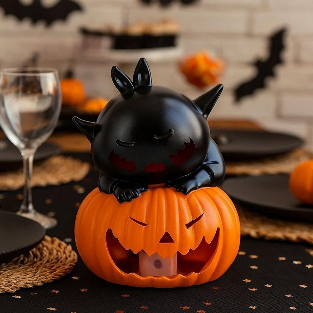 Realistic Pumpkin Candle Holder Black Cat LED Pumpkin Light  Ghost Festival Decor