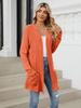 Autumn and Winter New Pit Stripes Long-sleeved Pockets Casual Solid Color Cardigan Jacket Long Cardigan Women Tops Kawaii Sweater