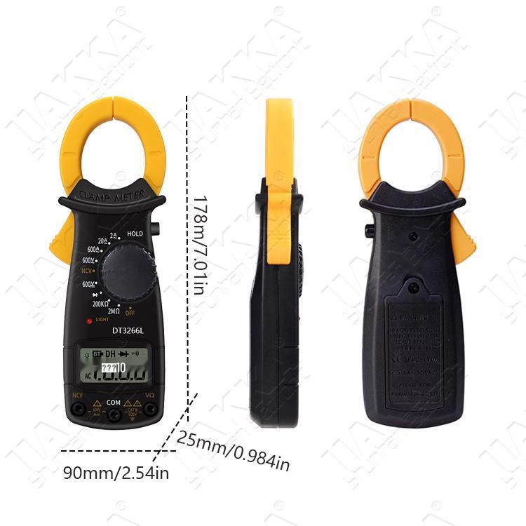 Multimètre Pince Ampèremétrique Numérique DT3266L+: Compteur de Tension et de Courant Transfrontalier avec Affichage Numérique VL3266F