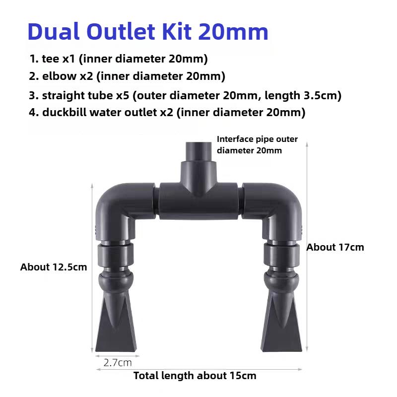 DIY Aquarium Tank Pump Duckbill Water Output Double Headed Universal Fish Tank Sprinkler Garden Irrigation Water Pipe Connectors
