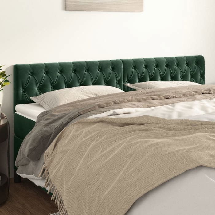 VidaXL 2x Headboards Bedroom Furniture Bed Accessories Single Bed Heads Interior Bed Frame Heads Dark Green 346379