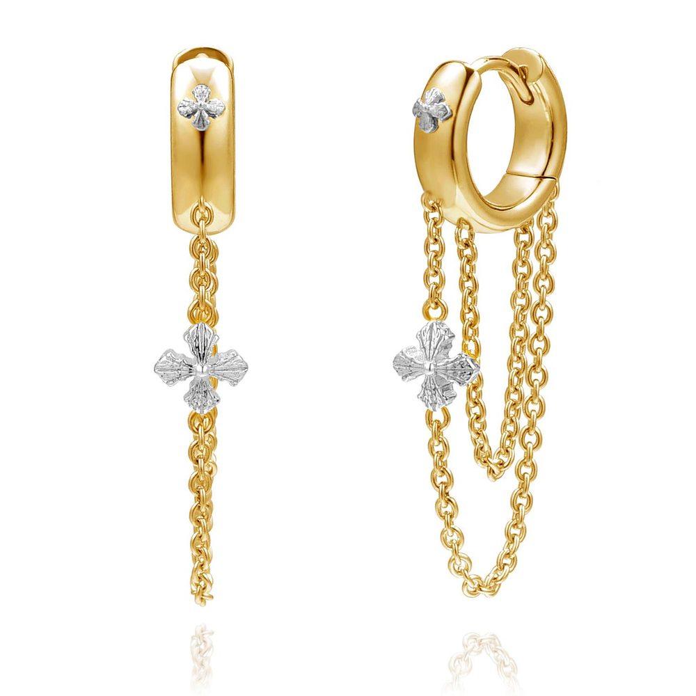 Epoch Drop Chain Hoop Earrings_Gold