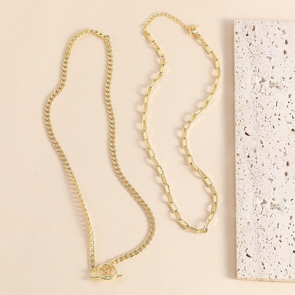Cross-Border Layered Paperclip & Geometric OT Buckle Collarbone Necklace