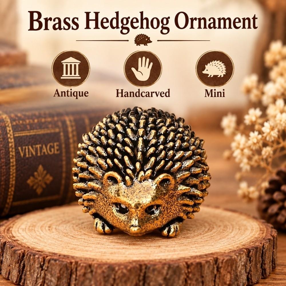 Detailed Texture Copper Hedgehog Statue Antique Hedgehog Figurine Gift for Collection