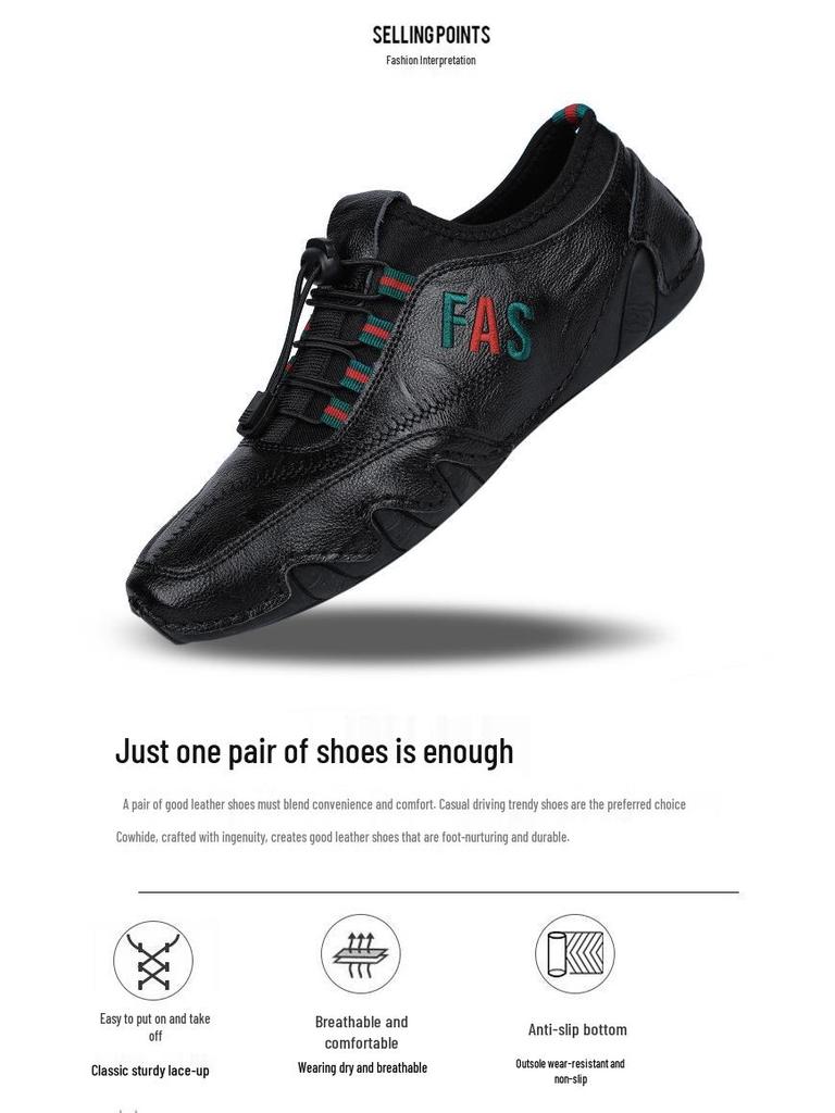 Men's Plus Size Casual Leather Moccasins: Spring/Summer British Style in Cowhide