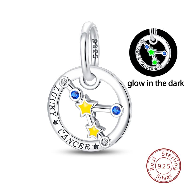100 copper Creative Luminous 12 Constellation Leo Taurus Pendants Compatible With Authentic Bracelets Do It Yourself Jewellery