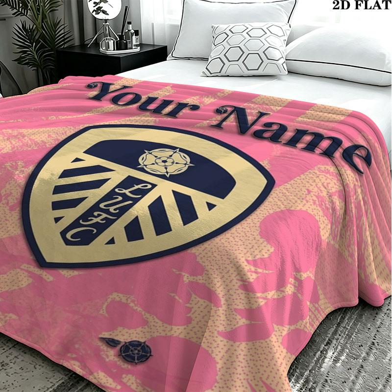 1PC Leeds United Custom Name Patterned Flannel Blanket Suitable For All Seasons for Home Decor Warmth and Comfort Gifts Holiday Present