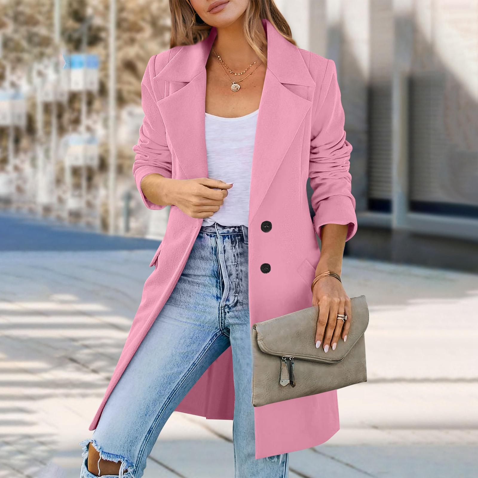 

Женское шерстяное пальто средней длины на пуговицах с лацканами S