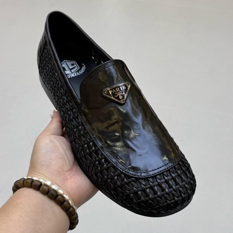 

Поддержка шифрованного мужского обувного тренда моды деловой кэжуал тканая кожаная обувь дышащая универсальная удобная легкая мягкая подошва на одной педали 44