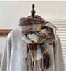 Retro plaid Japanese and Korean atmosphere plaid scarf women's plaid series contrasting color warm shawl student scarf