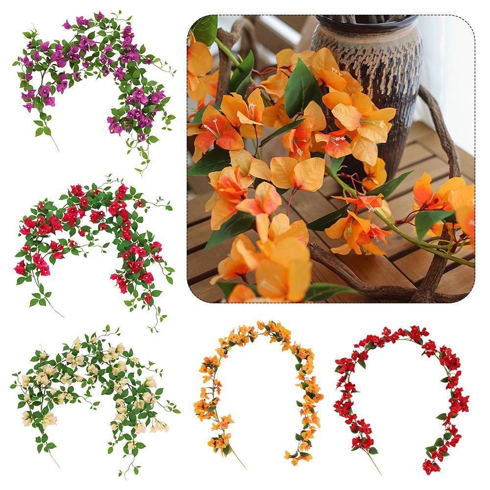 Multicolor Bougainvillea Artificial Flower Vine Green Leaves Hanging Decoration Simulation Flower Vine DIY Photo Props