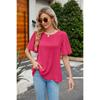 Women's Summer Fashion Top Flounce Sleeve New Arrival Round Neck Ice Crinkle Fabric for America Europe Crossborder