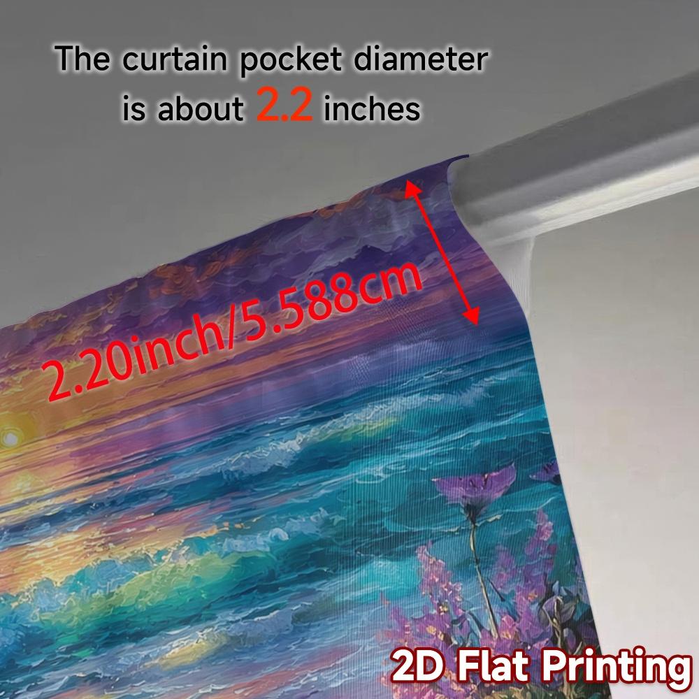 Set Of 2 Contemporary Flat Printing Curtains Without Rod Seashells Twilight Chic Versatile Durable Polyester Curtain Made