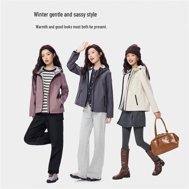 Damen Fleece-gefütterte Kapuzen-Softshelljacke