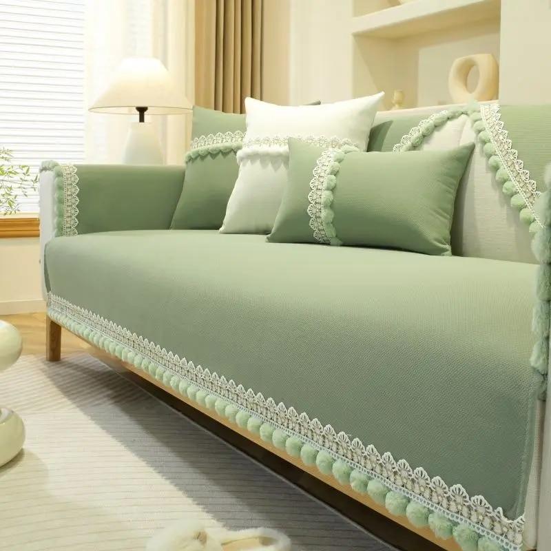 Chenille Sofabezug Einfarbig Wollkugel Sofa Sitzkissen Schlicht Rutschfest Sofakissen Rückenlehne Handtuch Sofabezug Handtuch