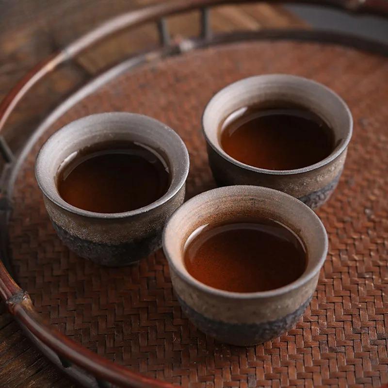 Retro Kiln Change Ceramics Master Cup Handmade Coarse Pottery Teacup Tasting Mug Tea Bowl Meditation Cup Tea Ceremony Drinkware