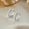 Real 925 Silver Zircon Pearl Round Hoop Earrings For Women Classic Fine Jewelry Exquisite Light Accessories