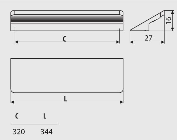 UA58 handle, polished chrome, 320mm