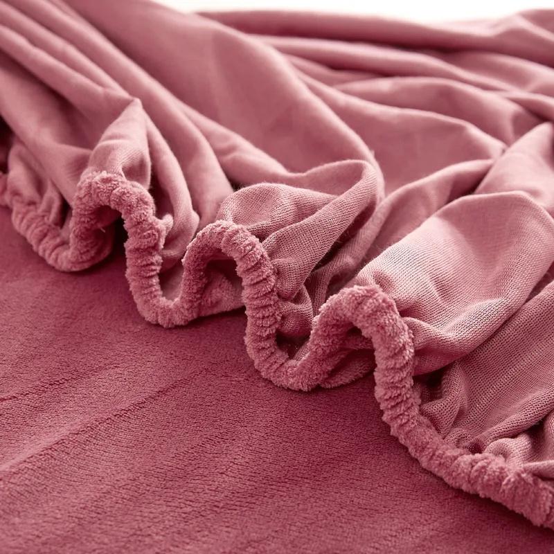 Autumn and Winter A-Class Milk Velvet Bed Sheet Solid Warm Cozy Mattress Protective Cover Bed Linen Protector Fitted Sheet Winter Keep Warm