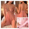 Sex Underwear Sexy Free Large Size Light Luxury Sweet Mesh Deep V Suspender Nightdress Lace Robe Uniform Women