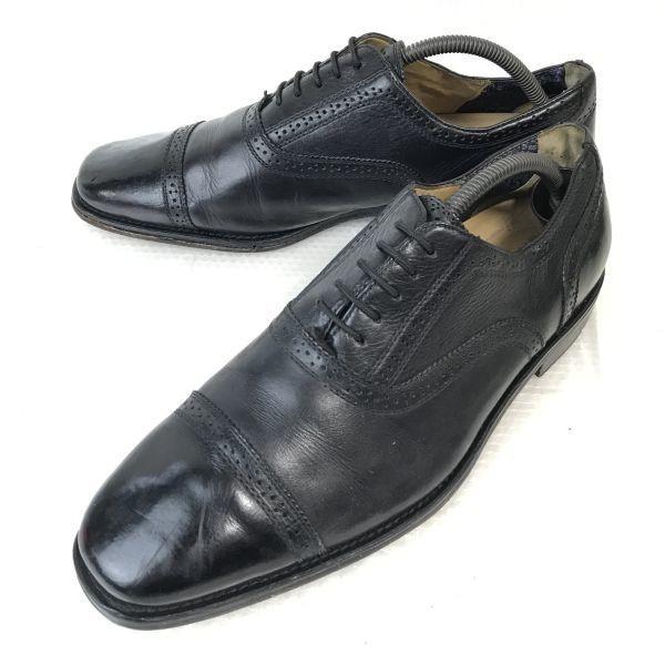 

80s-90s Vintage/FLORSHEIM Imperial/Leather Semi-Brogue Straight Tip Shoes/10.5EEE/28.5/Black/