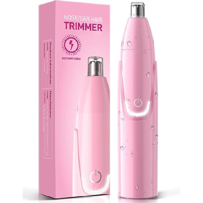 

ZORAMI Перезаряжаемый триммер для волос в ушах и носу - 2025 Профессиональный безболезненный триммер для бровей и волос на лице для мужчин и женщин, Мощный мотор и двойное лезвие розовый