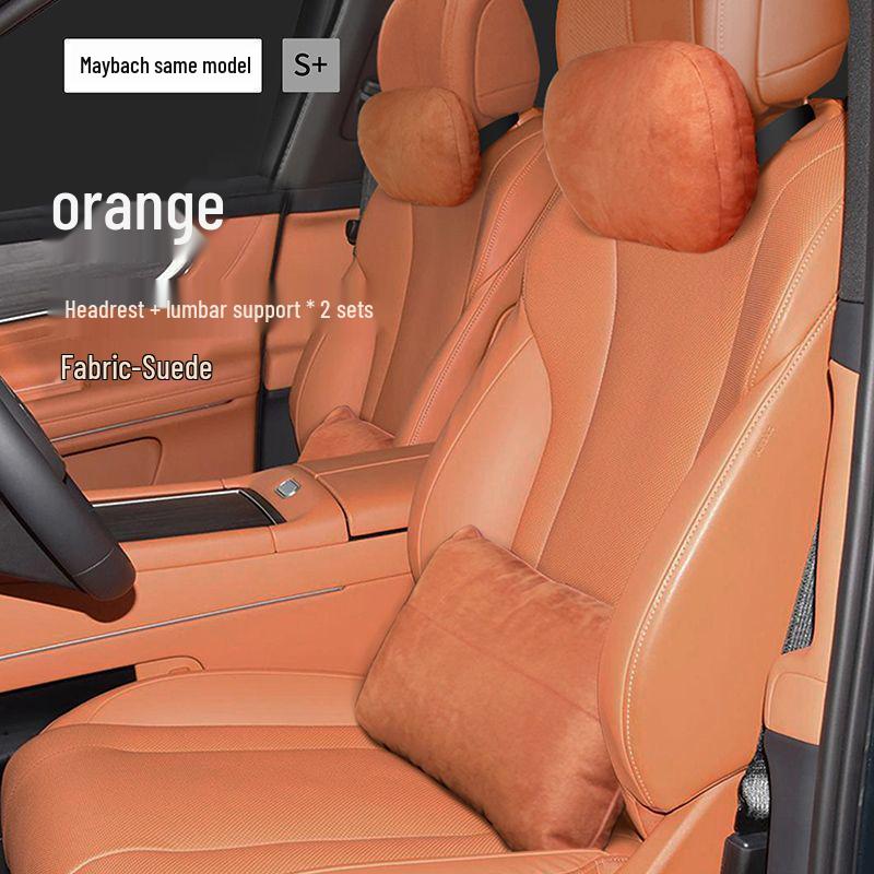 AITO M9 Headrest & Lumbar Support Pillow Set for Car Seats Suede S, Headrest