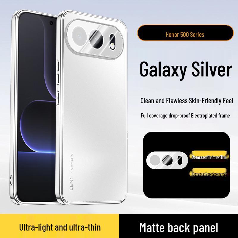Electroplated Phone Case with Frosted 400 Lens Protection for Honor 80/90/100/200/300 Series