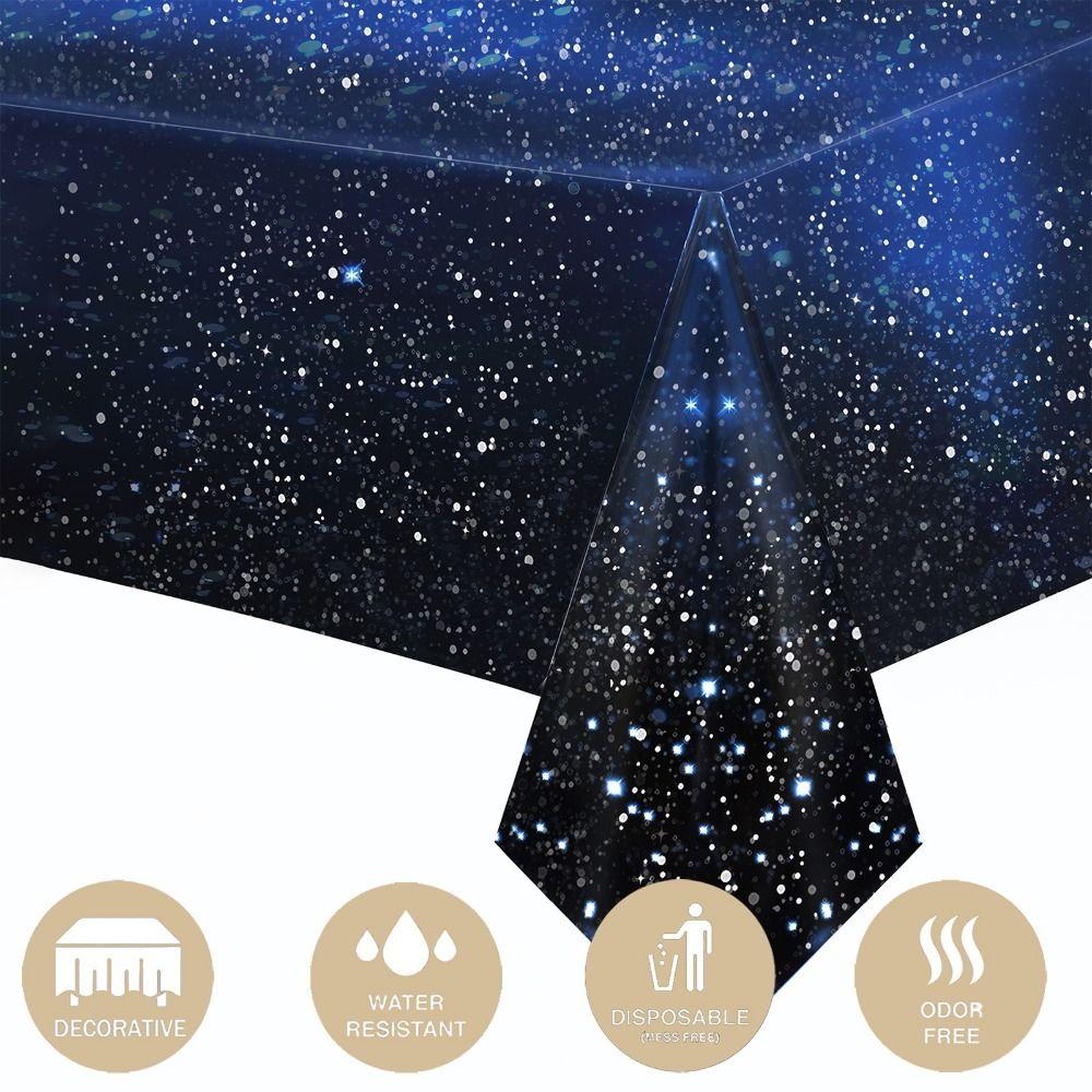 Star Space Tablecloth Waterproof Plastic Galaxy Table Cover Party Decoration Oil Proof Disposable Table Cloth Birthday Wedding