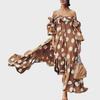 European American Style Off Shoulder Polka Dot Bohemian Maxi Dress