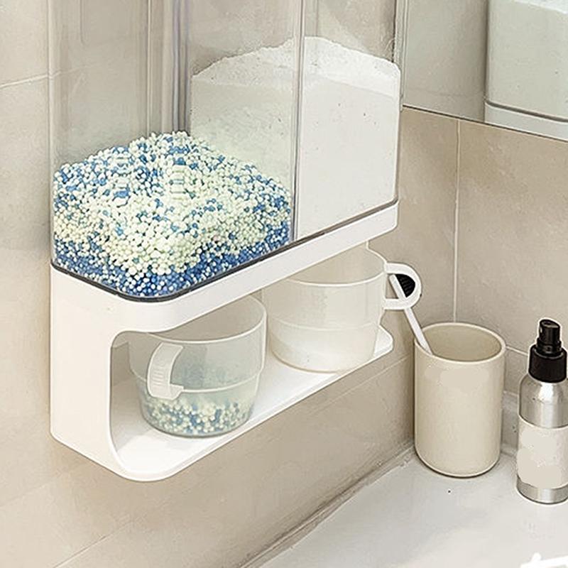 Transparent Wall-Mounted Dustproof Storage Jar With Cup Suitable For Storing Laundry Beads Fragrance Beads Washing Powder
