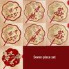 Double-Sided Red Xi Wedding Bridesmaid Fan for Morning Photos