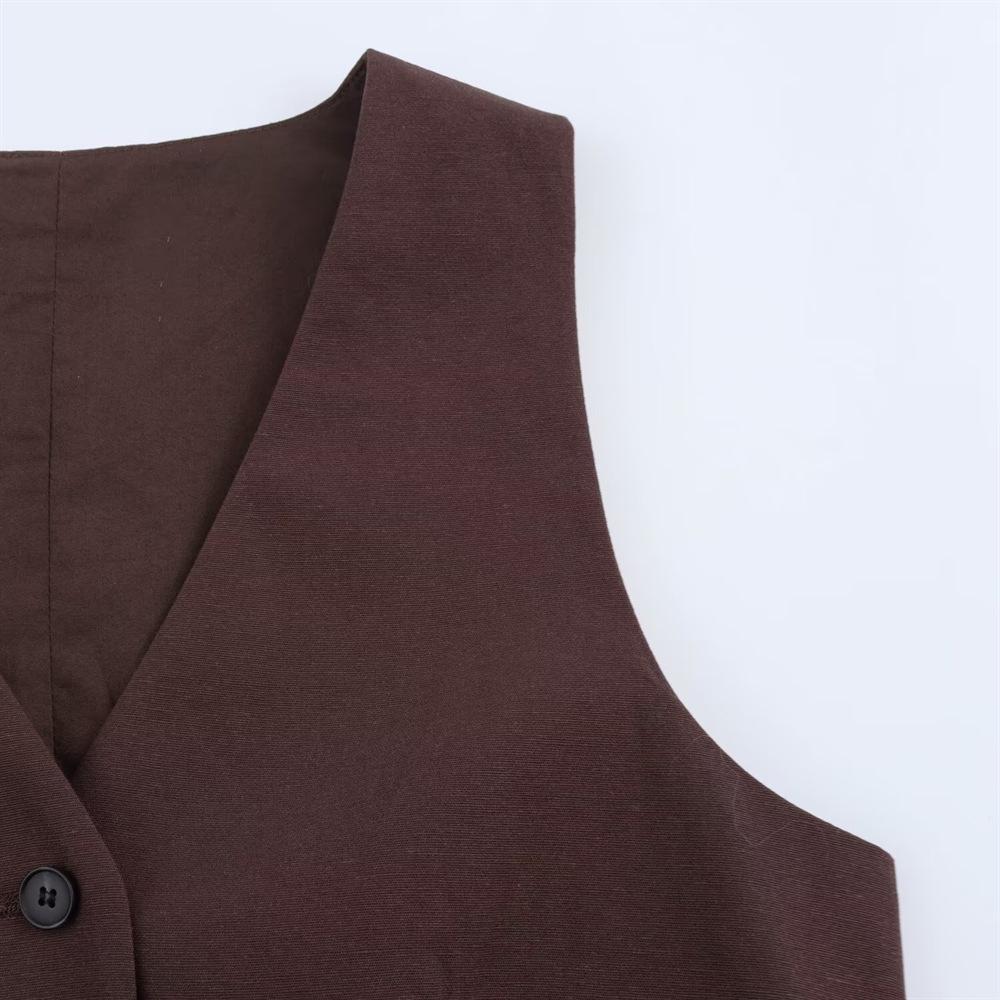 2025 Spring/Summer Women's Open-Back Vest & Loose Pleated Pants Set