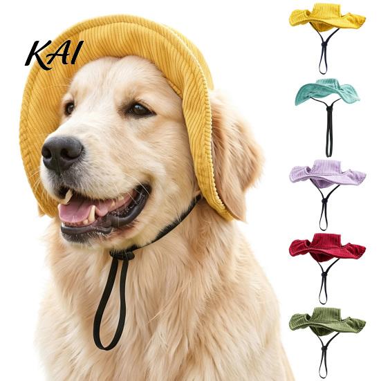 Versatile Dog Costume Corduroy Baseball Cap, Cat Summer Beach Visor Hat with Ear Easy to Wear Cap Holes, Adjustable Puppy Sunbonnet