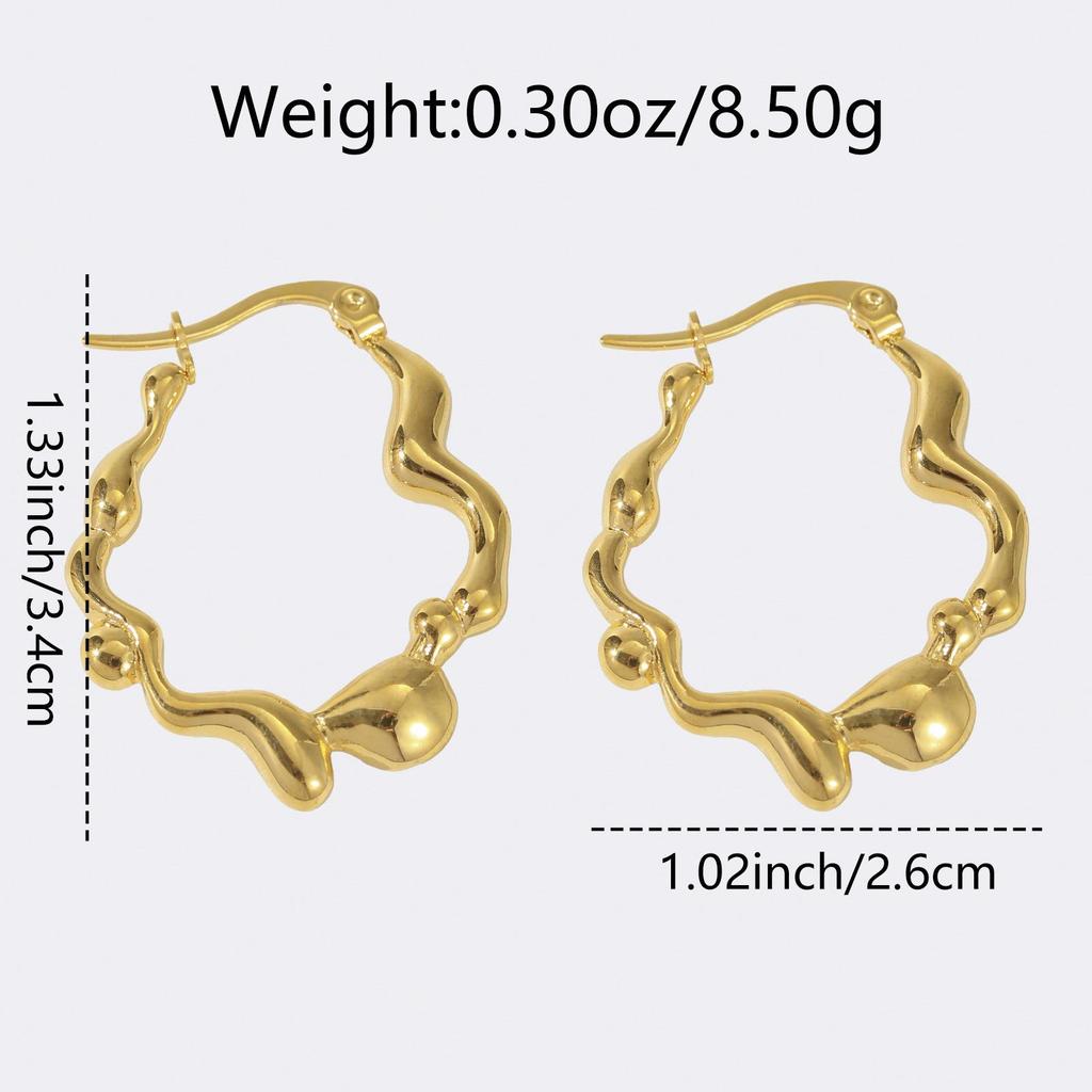 304 Stainless Steel Irregular Wave Ear Cuff for Women