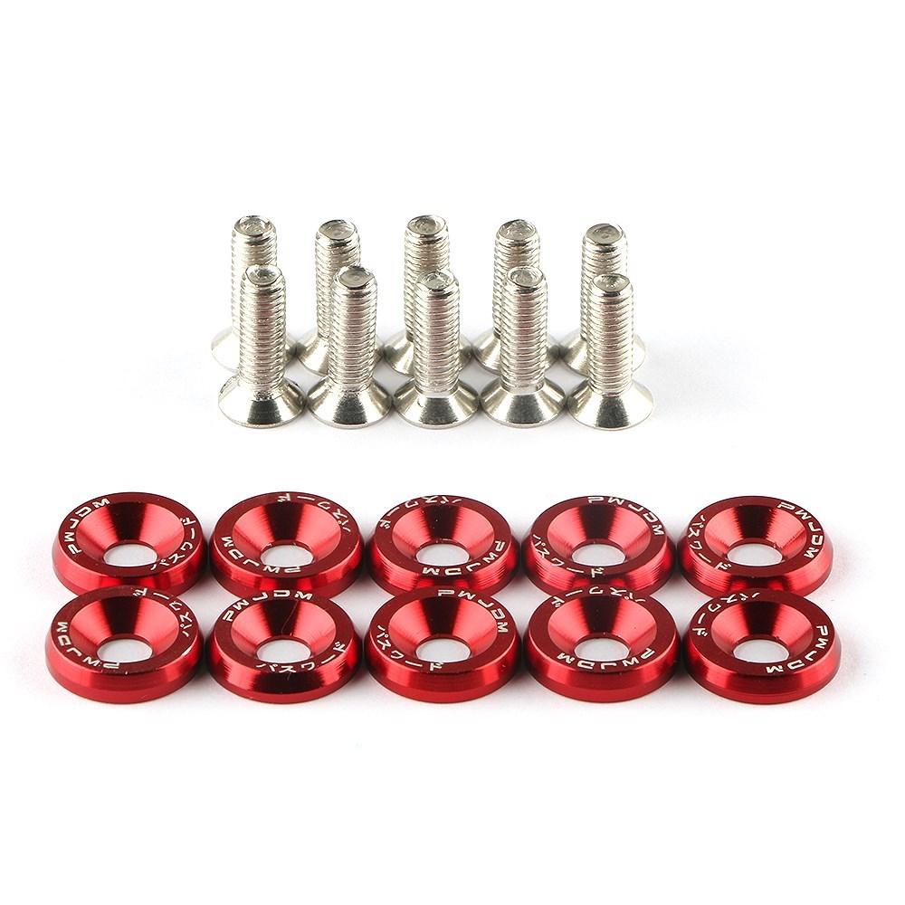 Universal M6 10Pcs Car Modified Hex Fasteners Fender Washer JDM Bumper Engine Aluminum Concave Screws For Honda LBJ-1001