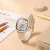 Cream-Colored Children's Watch: INS Style, Cute Cartoon Elephant Design, Silent for Exams, Ideal for Primary & Secondary Students.