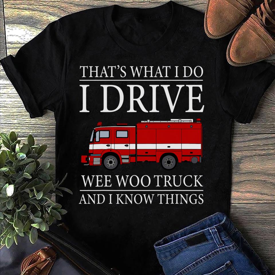 Firefighter T-Shirt Wee Woo Truck Fireman Men Women T Shirts S чёрный