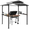 Grill Pavillon 250 x 160 x 250 cm Wasserdichter Gartenpavillon mit doppellagigem Dach, Seitenablagen, Schwarz