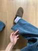 Spicy Girl Retro Blue Distressed Wide-Leg Jeans - Women's Summer Versatile Slimming Banana Pants