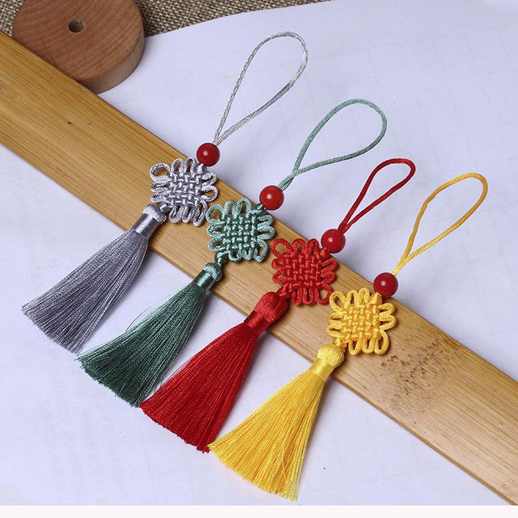 Mini Chinese Knot 7-Strand Braided Tassel Bookmark Pendant