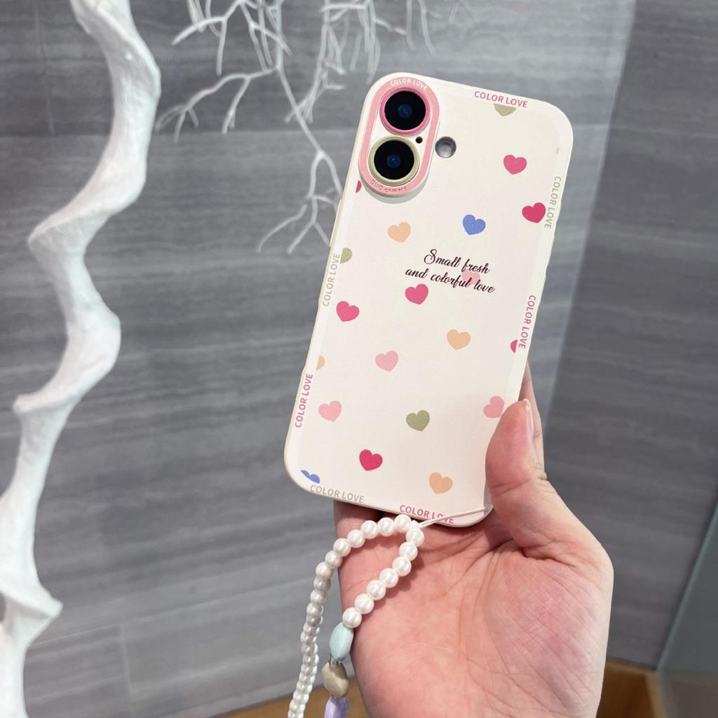 Color love applies to Apple 17pro silicone 16max lanyard 15iphone14 soft 13 spring 12 mobile phone case