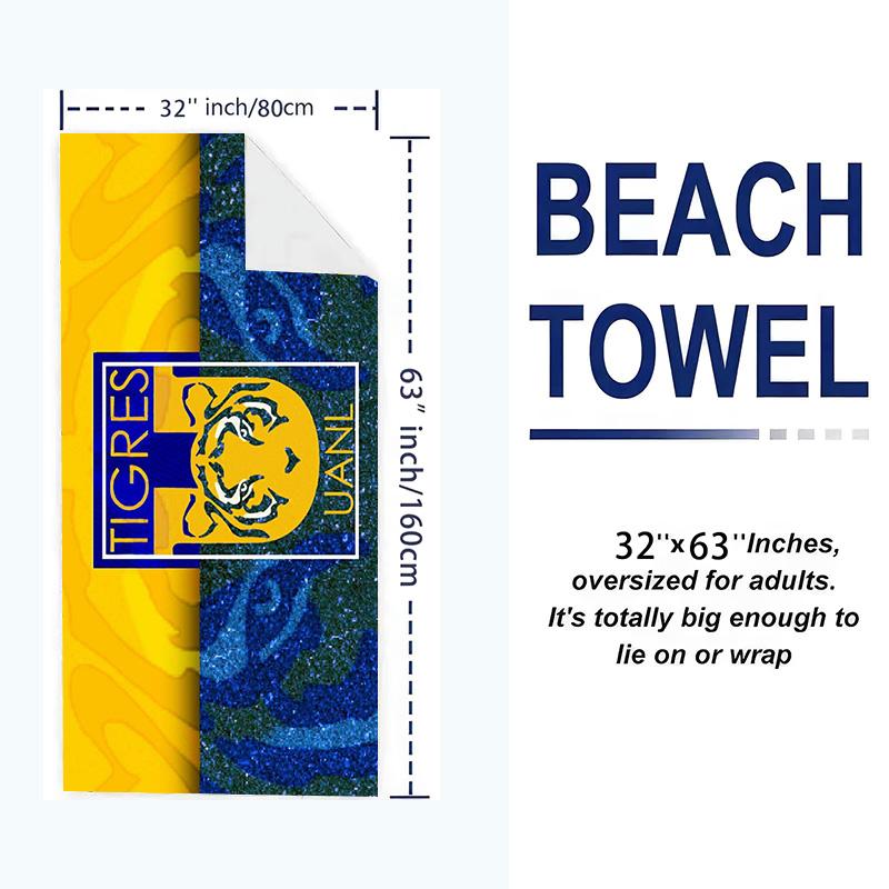 Tigres uanl Print Beach Towel, Large Soft Quick Dry Towel for Beach Camping Swimming