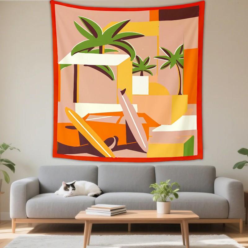 Boho Chic Wall Tapestry With Moon Phase Floral Starry Sky Design Bedroom Yoga Studio Decor